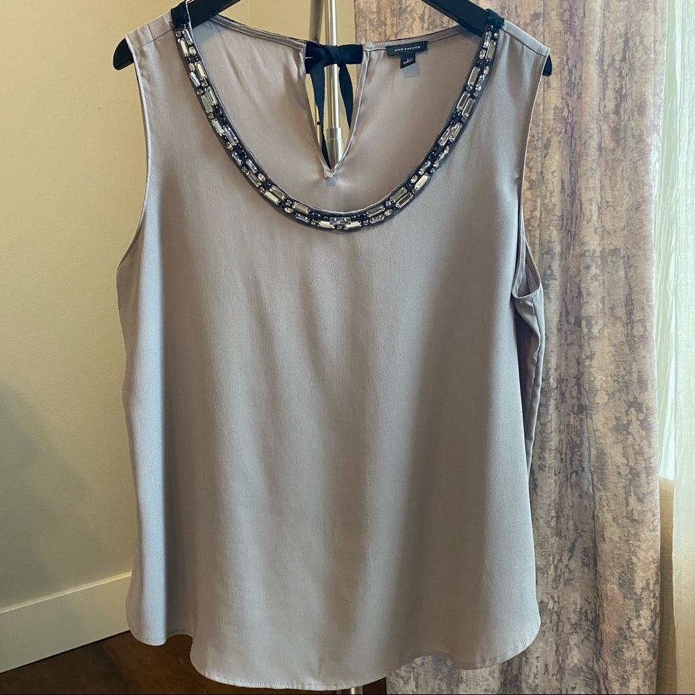 Ann Taylor Tie Back Embellished Top